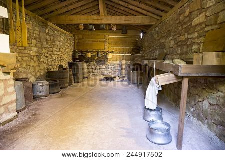 Old Traditional Dairy Room Typical For Bulgarian Culture In The Past.