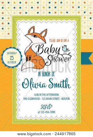 Baby Shower Card With Cute Little Fox