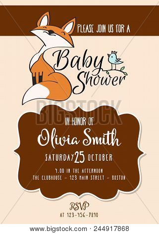 Baby Shower Card With Cute Little Fox