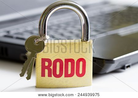 Rodo Personal Data Protection Concept With Padlock And Laptop