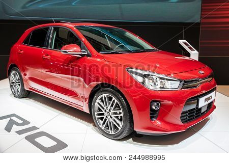 Brussels - Jan 19, 2017: New Kia Rio Car On Display At The Motor Show Brussels.