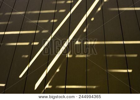 Strips Of Sunrays On A Wooden Floor, Unusual Abstract Background Design