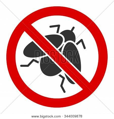 No Fly Insect Vector Icon. Flat No Fly Insect Pictogram Is Isolated On A White Background.