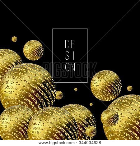 Disco Ball Isolated Illustration. Night Club Party Light Element. Bright Mirror Golden Ball Design F