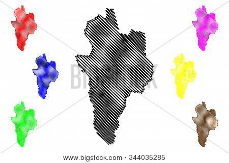 Korce County (republic Of Albania) Map Vector Illustration, Scribble Sketch Korce Map