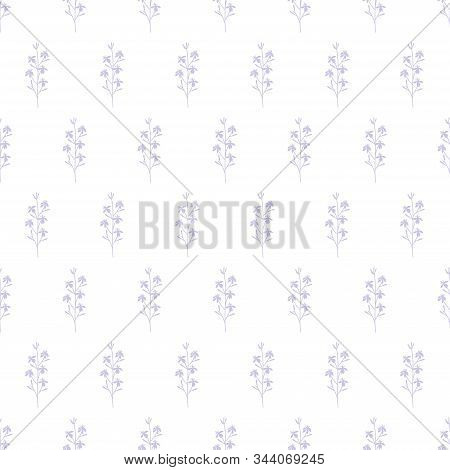Vector Repeat Seamless Pattern With Small Flowerson Light Purple Background. Floral Backgrounds. Sur