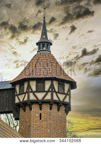 Malbork, Pomerania, Poland - January 2: Sunrise Over Castle Of The Teutonic Order In Malbork - The L