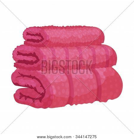 Folded Pile Of Terry Towel Isolated On White Background Vector Item