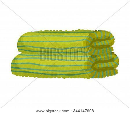 Folded Pile Of Terry Towel Isolated On White Background Vector Item