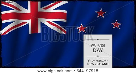 New Zealand Waitangi Day Greeting Card, Banner Vector Illustration