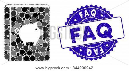 Collage Pig Handbook Icon And Rubber Stamp Watermark With Faq Caption. Mosaic Vector Is Composed Wit