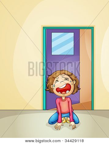 ilustrace chlapce pláč sama doma