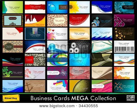Variedad de la colección de 42 detallada horizontal colorido abstracto tarjetas sobre diferentes temas. E