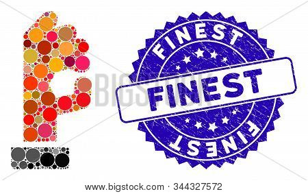 Collage Ok Gesture Icon And Grunge Stamp Seal With Finest Caption. Mosaic Vector Is Formed From Ok G