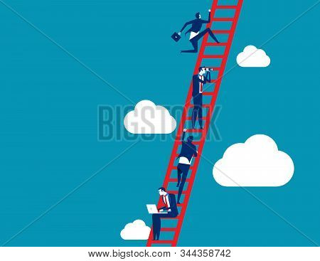 Business Process And Teamwork. Concept Business Vector Illustration, Ladder, Achievement, Aspiration