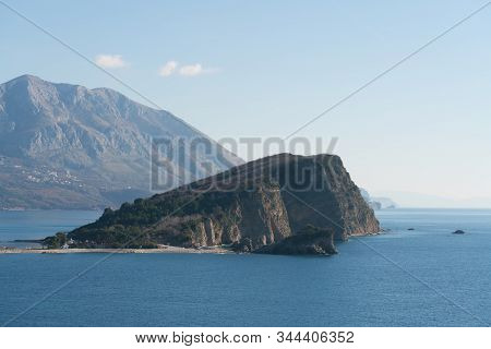 The Island Of St. Nicholas Near The Town Of Budva On The Adriatic Sea.