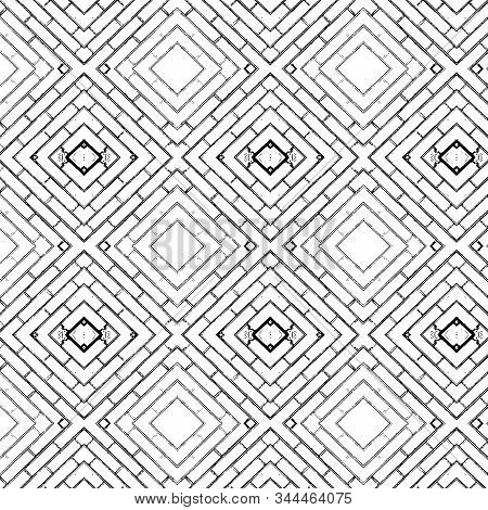 Abstract Seamless Vintage Grunge Background. Artistic Retro Diagonal Mosaic Brick Endless Pattern. C