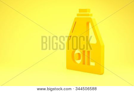Yellow Plastic Canister For Motor Machine Oil Icon Isolated On Yellow Background. Oil Gallon. Oil Ch