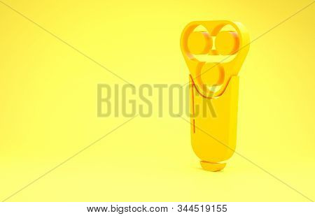 Yellow Electric Razor Blade For Men Icon Isolated On Yellow Background. Electric Shaver. Minimalism 
