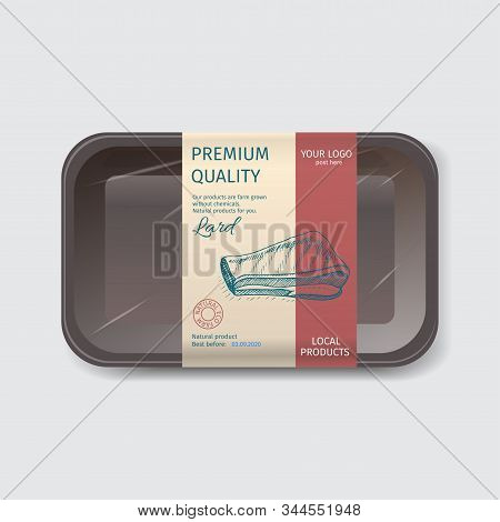 Corporate Identity For A Butcher Shop. Sticker For Boxing Natural Products. Packaging For Maet Box.