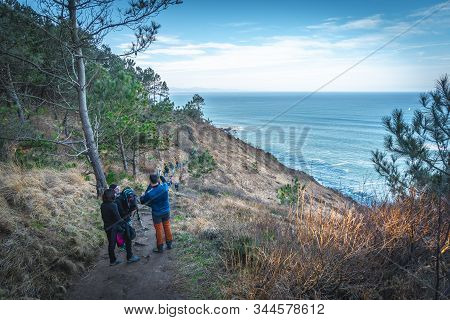 Pasaia San Pedro, Gipuzkoa / Spain »; January 12, 2020: The Silver Lighthouse Route On Mount Ulia To
