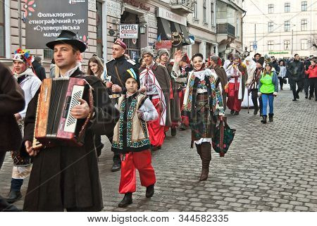 Ukraine, Chernivtsi, January 2020. Lightning Festival: 