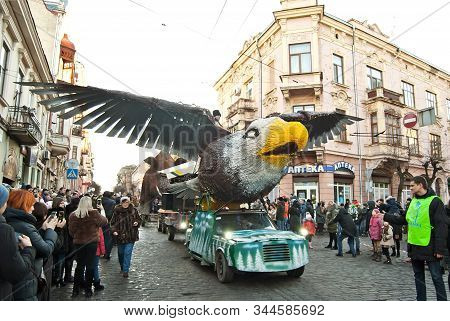 Ukraine, Chernivtsi, January 2020. Lightning Festival: 