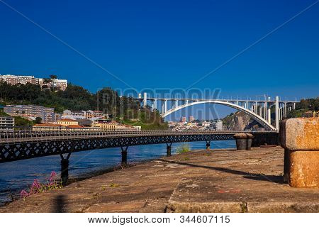 Porto, Portugal - May, 2018: Cais Das Pedras Viaduct