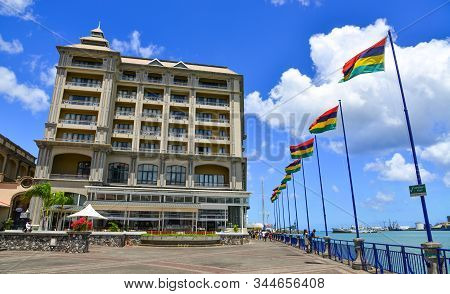 Port Louis, Mauritius - Jan 4, 2017. Caudan Waterfront Of Port Louis, Mauritius. Port Louis Is The S