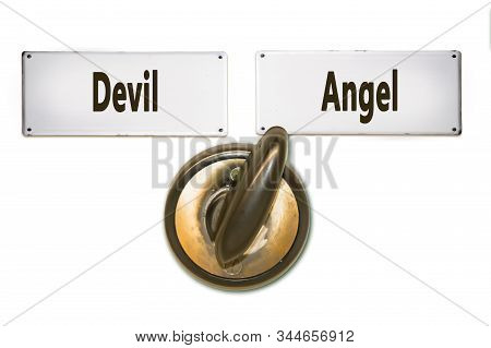 Street Sign The Direction Way To Angel Versus Devil
