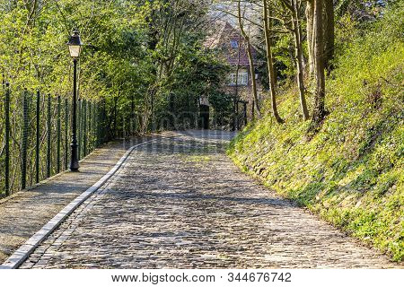 Image Of The Famous Cobblestone Road Muur Van Geraardsbergen Located In Belgium. On This Road Every 