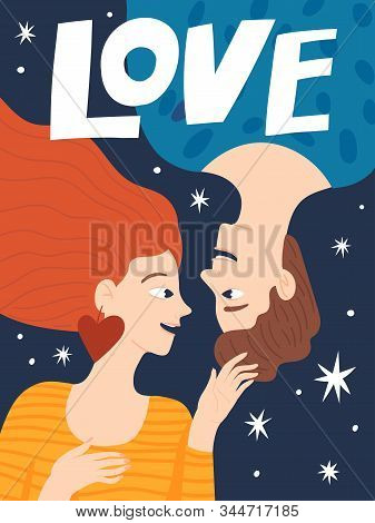 Valentines Day Poster Or Card With Couple