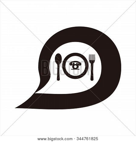 Message Icon, Icon With A White Background. Simple Icon. Message Icon Combined With A Cutlery Image.