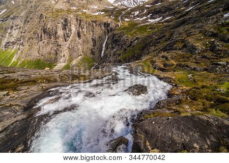 Trollstigen, Norway - June, 2019: Trollstigen Viewing Or Viewpoint Platform. Trollstigen Or Trolls P