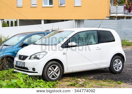 Frankfurt Am Main, Germany - September 16, 2013: White Compact Car Seat Mii In The City Street.