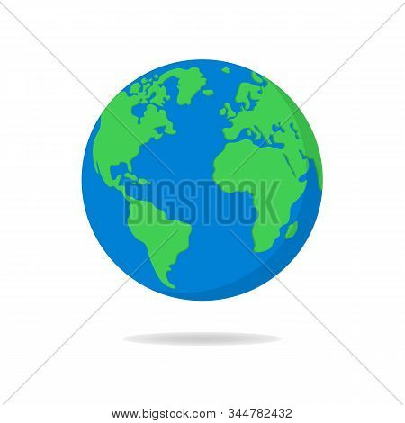 Planet Earth. Earth Flat Icon. Stock Vector Illustration Isolated On White Background.10 Eps.