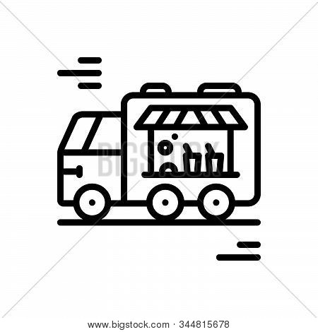 Black Line Icon For Food-truck  Food Truck Catering Restaurant Kitchen Foodies Serving