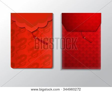 Red Envelope For Chinese New Year Set For Your Gesighn Or Geetings Isolated On White