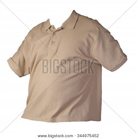 Short Sleeved Hakki T-shirt Isolated On White Background Cotton Shirt . Casual Style