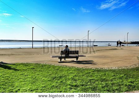 Oporto, Portugal- January 1, 2020: Promenade On The Banks On The Douro River In Oporto, Portugal