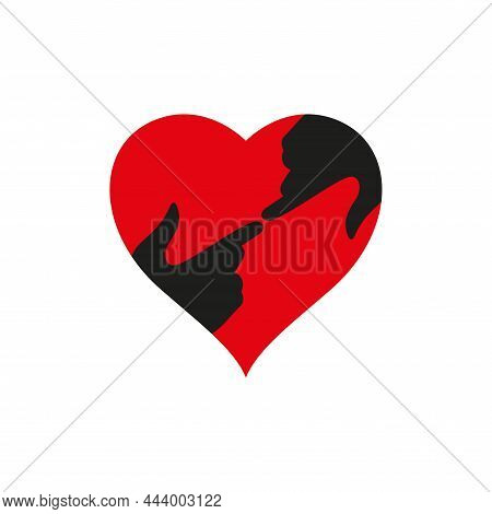 Meet The Lord In Your Heart. Heart Shape And Hands In Touch. Flat Isolated Christian Vector Illustra