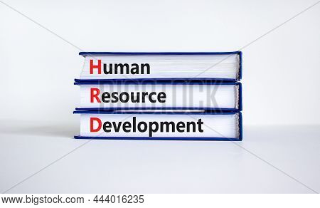 Hrd, Human Resource Development Symbol. Words Hrd, Human Resource Development Symbol On Books On A B