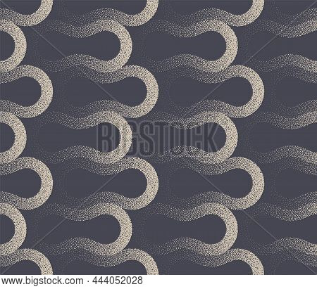 Retro Fashion Elegant Stippled 60s Style Seamless Pattern Vector Abstract Background. Geometric Doub