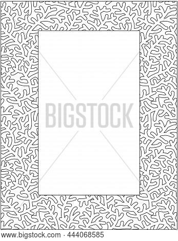 Abstract Decorative Wide Frame Or Border With Coral Or Frosted Branches Pattern For Writing Paper, D