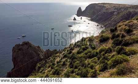 Cape Fiolent Sevastopol. Crimea. September 15, 2021. Beautiful View Of The Coast And The Cliffs Of C