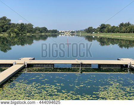 Rowing Trail On Lake Jarun Or Rowing Trails On Jarun\'s Lake, Zagreb - Croatia (veslačka Staza Na Je