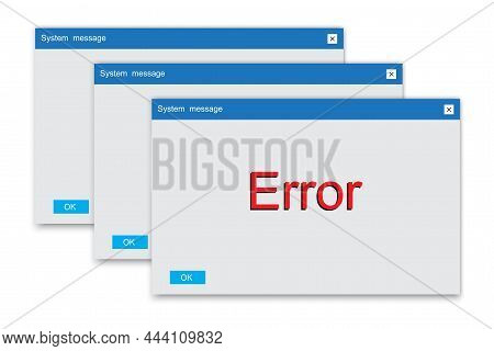 Error Message Computer Icon. Warning Sign. Many Popup Windows. Technology Background. Vector Illustr
