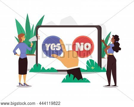 Convincing To Make Positive Or Negative Decision, Vector Illustration Isolated.