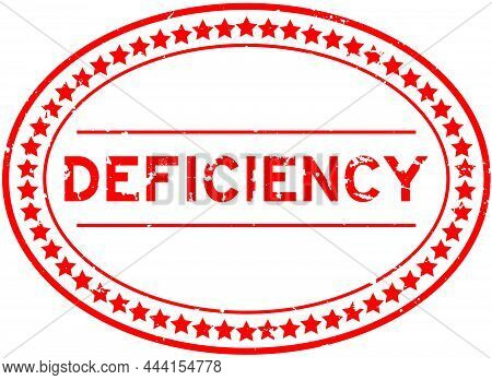 Grunge Red Deficiency Word Oval Rubber Seal Stamp On White Background