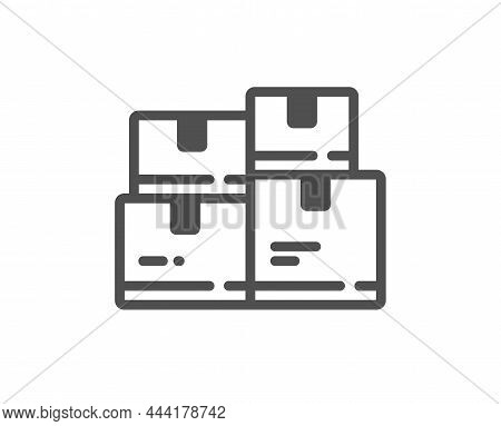 Wholesale Inventory Icon. Warehouse Boxes Sign. Logistic Goods Symbol. Classic Flat Style. Quality D